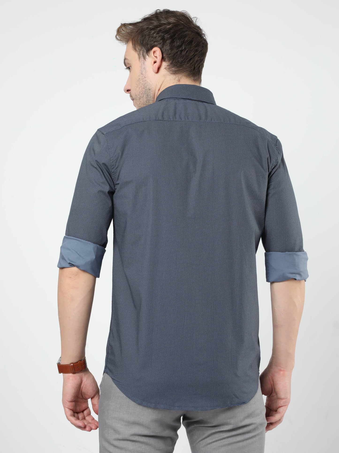 Dark Grey Printed Full Sleeves Shirt