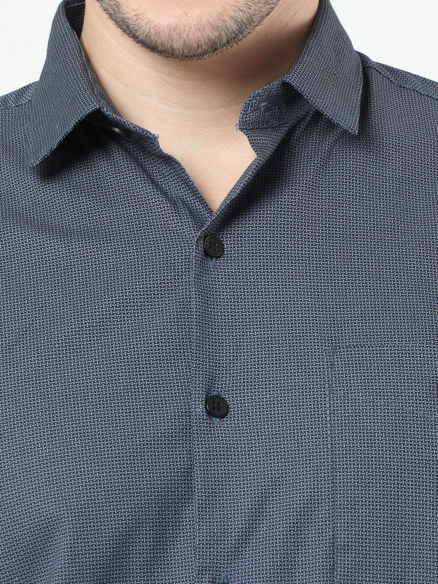 Dark Grey Printed Full Sleeves Shirt