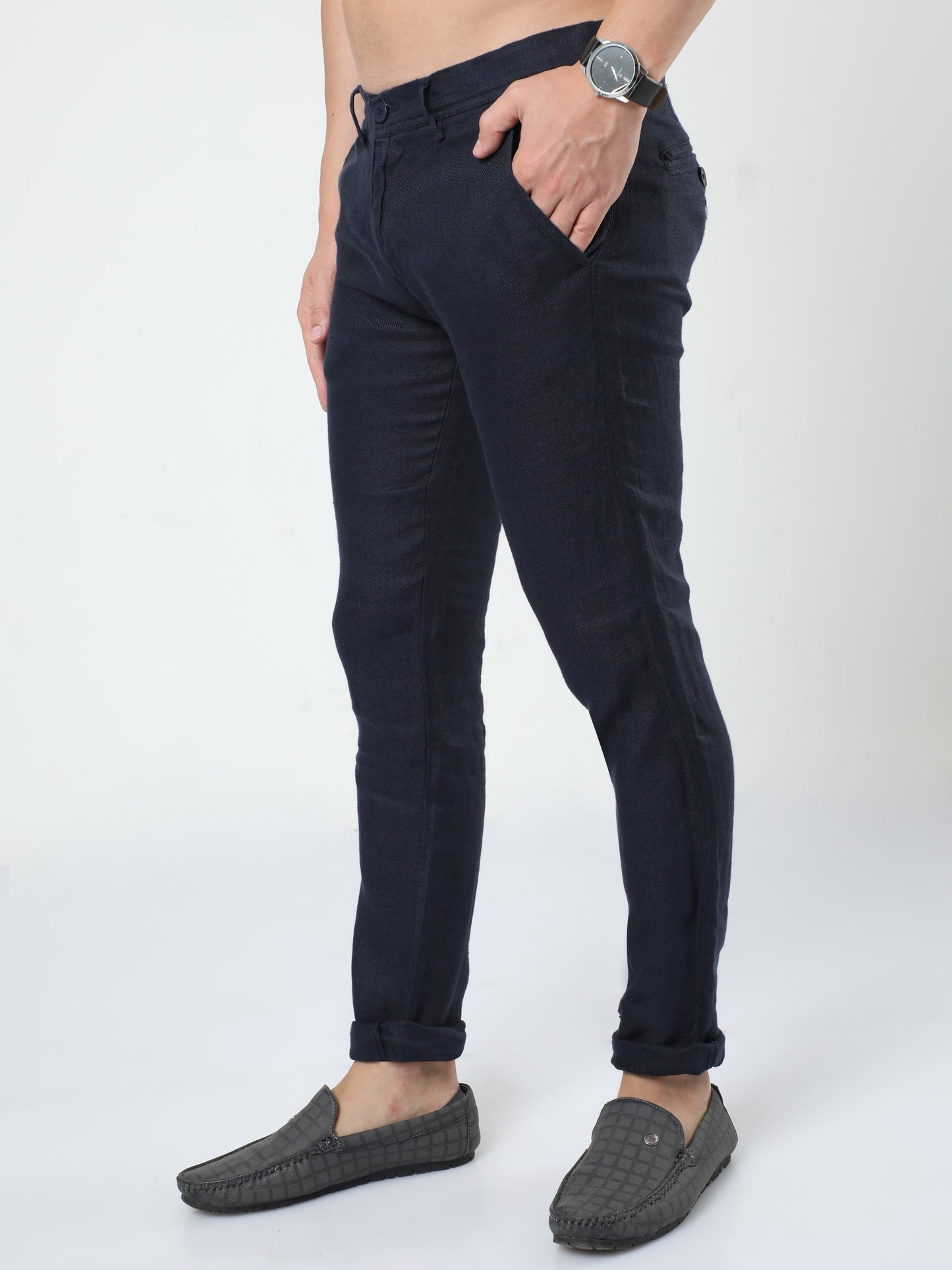 Navy Linen Trouser