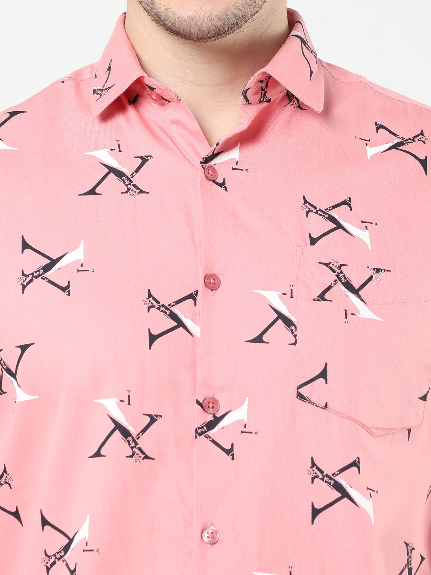 Pink Printed Twill Full Sleeves Shirt