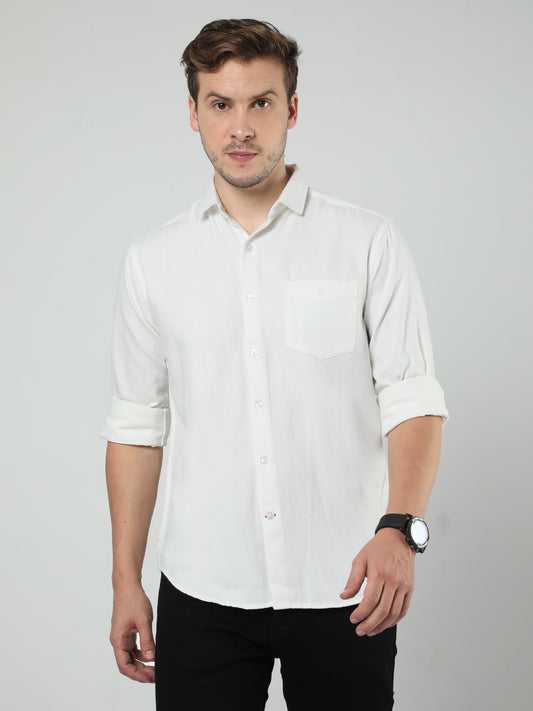 White Plan Oxford Full-sleeve Shirt
