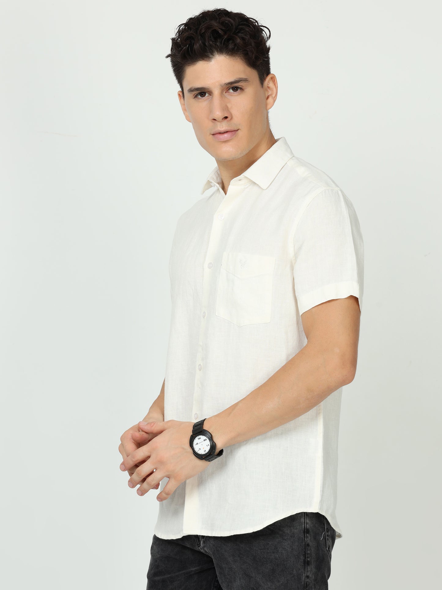 Cream Mens Linen Shirt