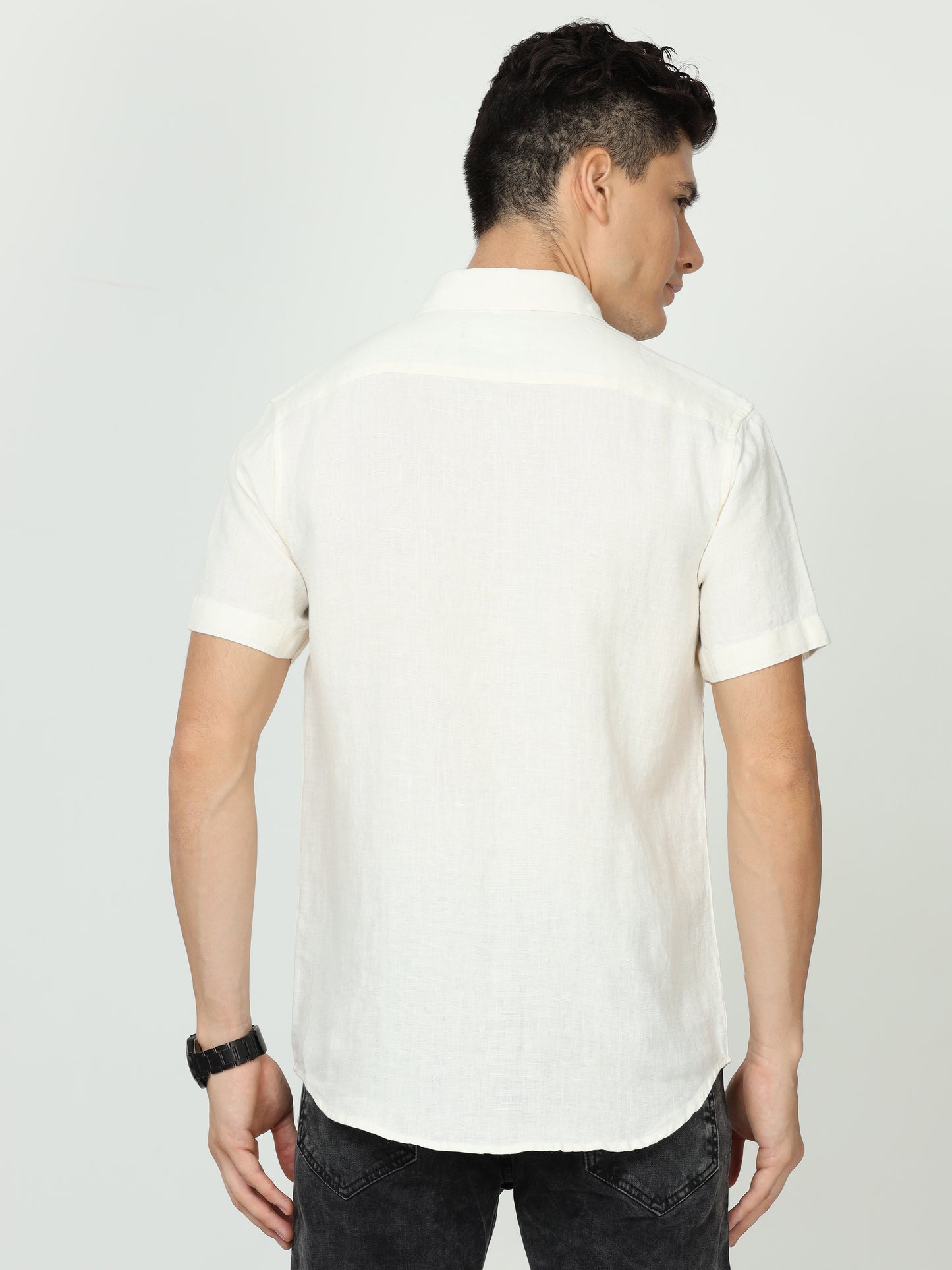 Cream Mens Linen Shirt