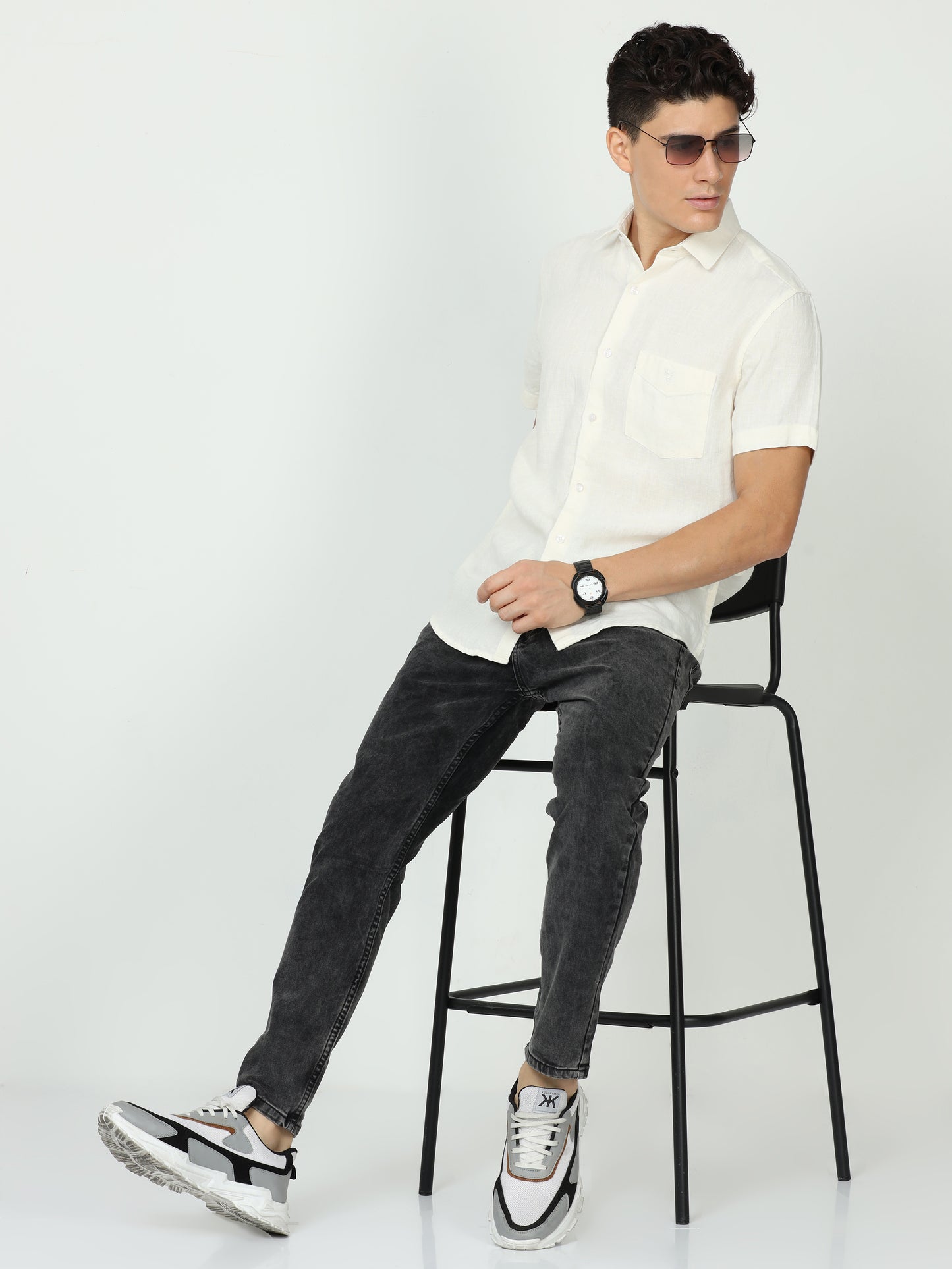 Cream Mens Linen Shirt