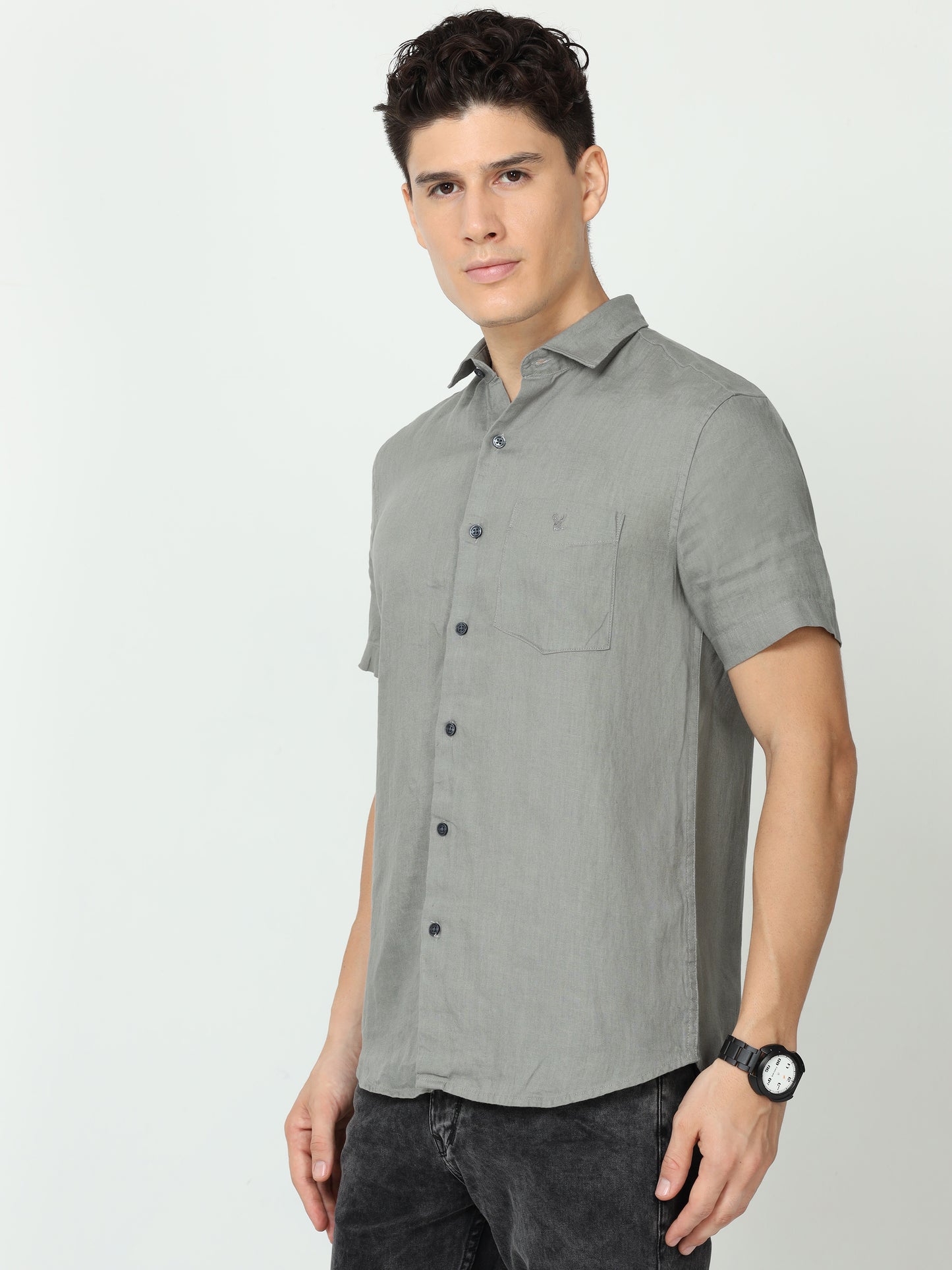 Light Grey Mens Linen Shirt