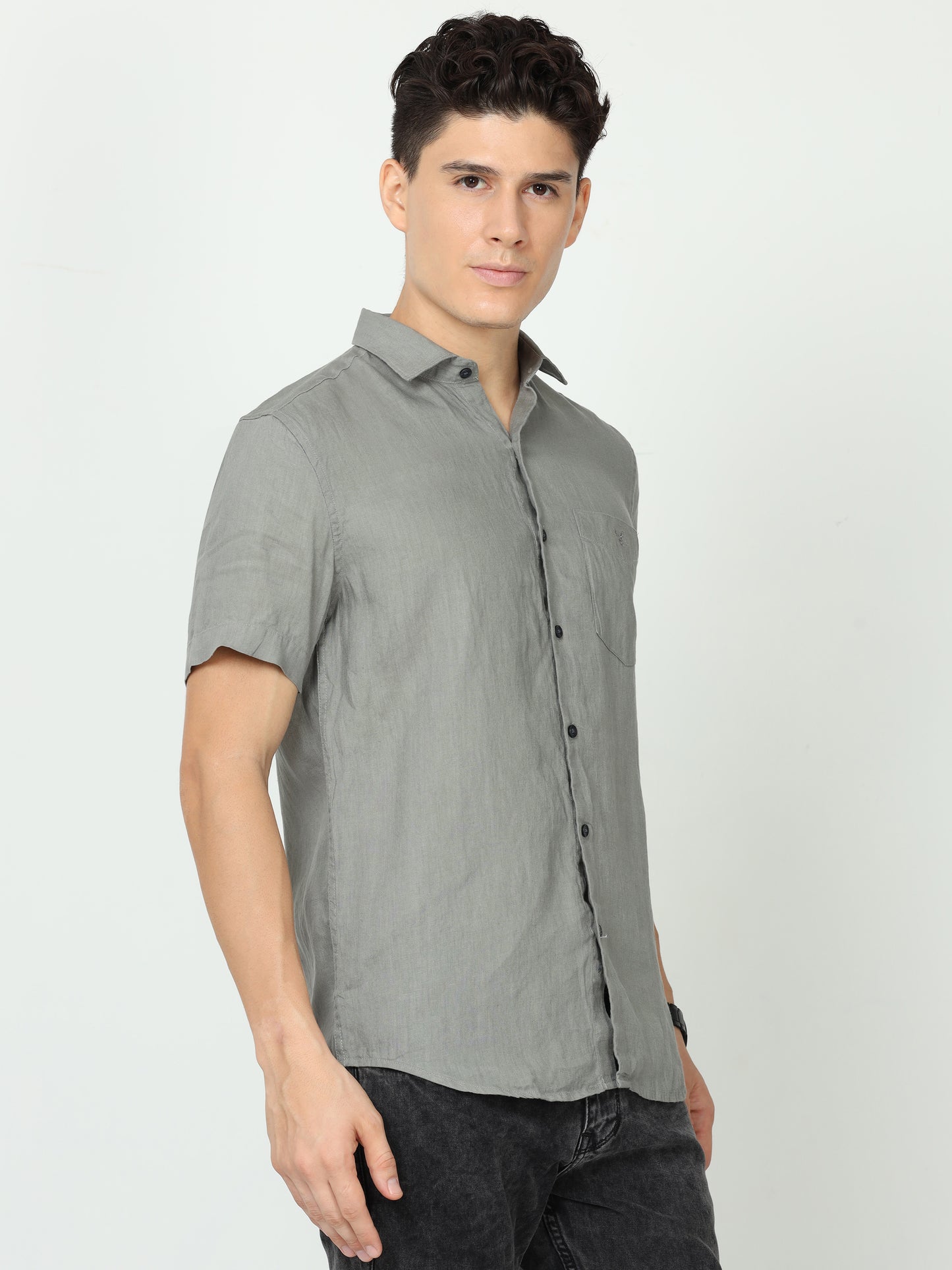 Light Grey Mens Linen Shirt