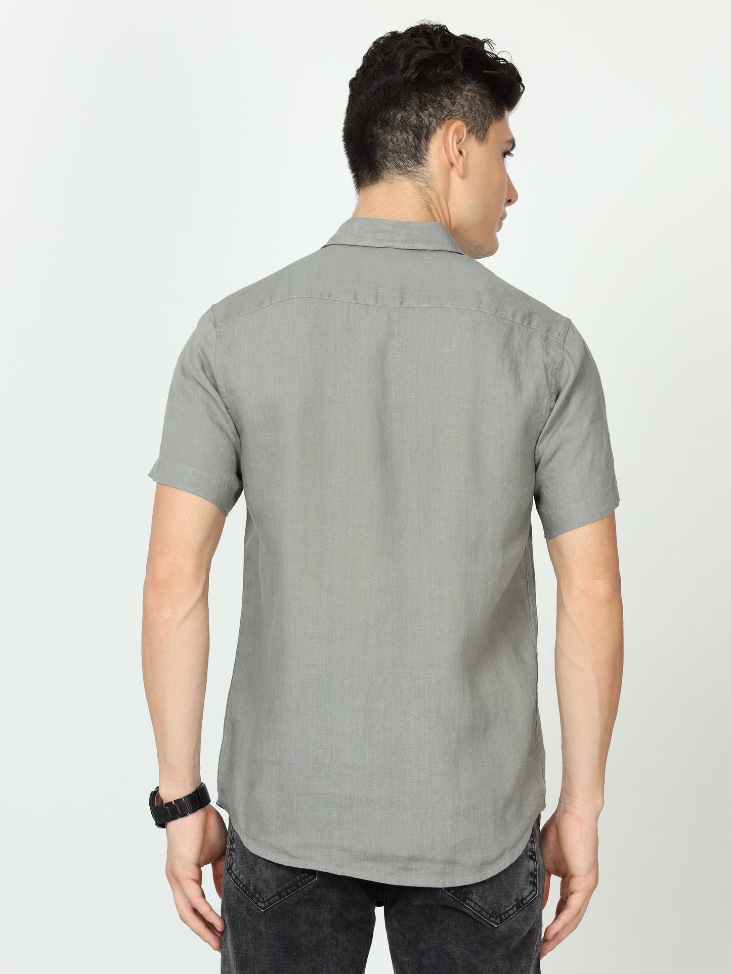 Light Grey Mens Linen Shirt