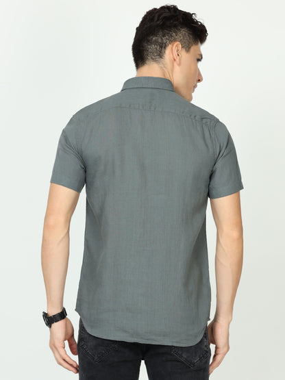 Dark Grey Mens Linen Shirt