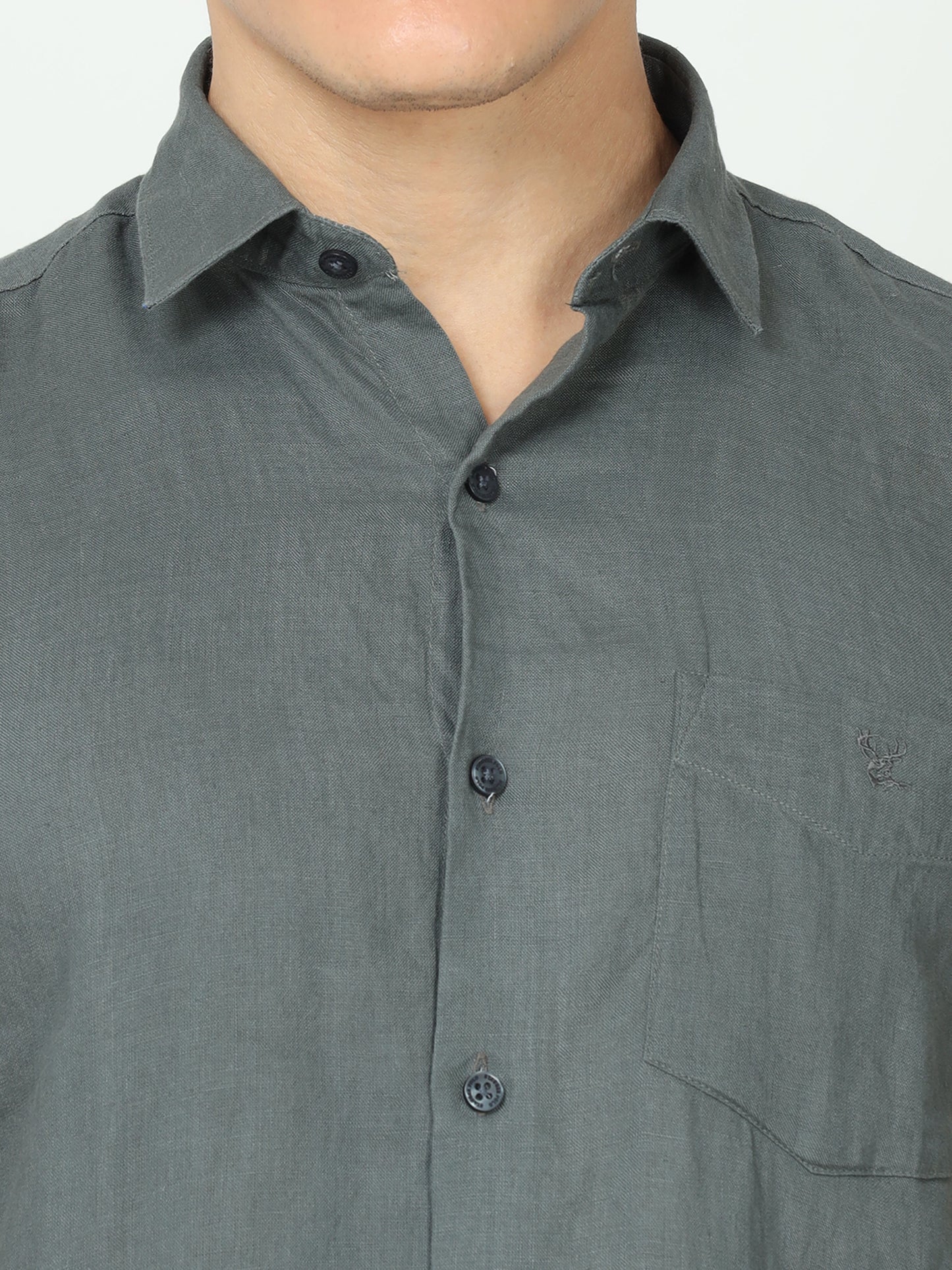 Dark Grey Mens Linen Shirt