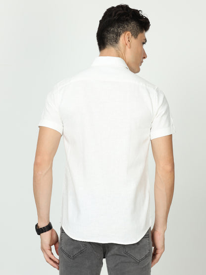 White Mens Linen Shirt