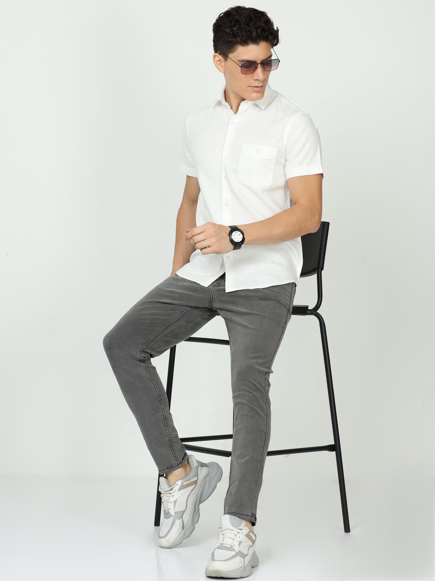 White Mens Linen Shirt