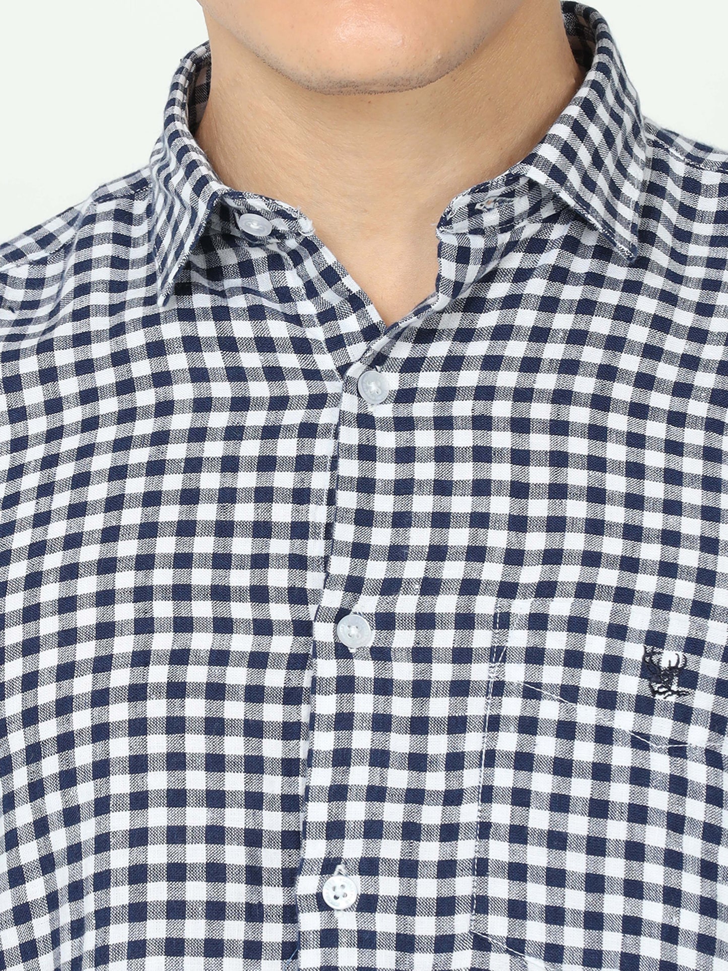 Navy Mens Check Shirt