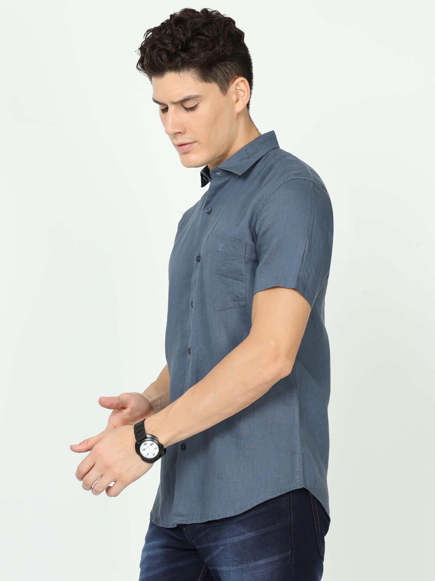 Dark Grey Mens Linen Shirt