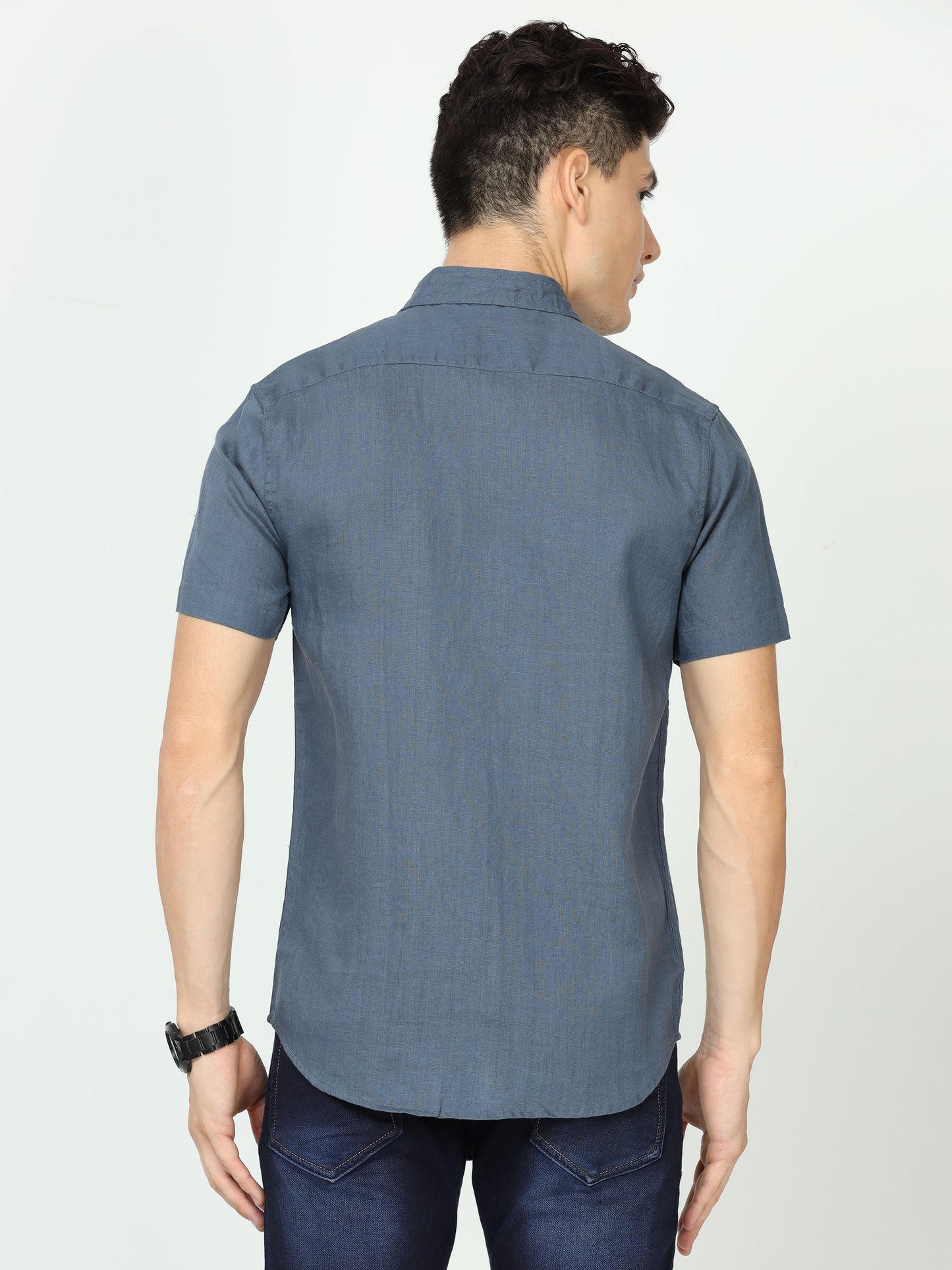 Dark Grey Mens Linen Shirt