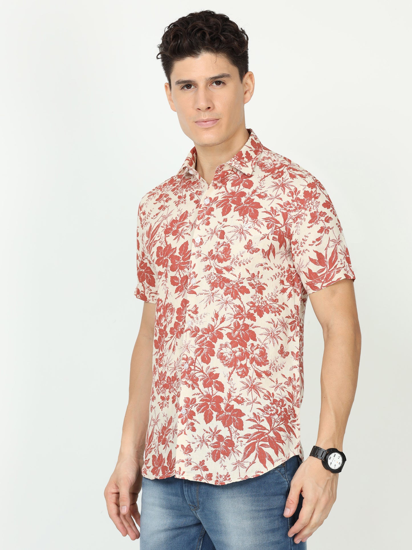 Red Mens Floral Shirt