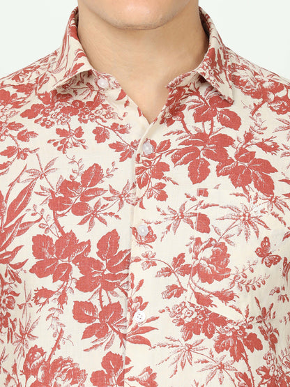Red Mens Floral Shirt
