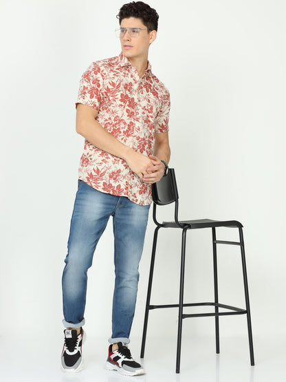 Red Mens Floral Shirt
