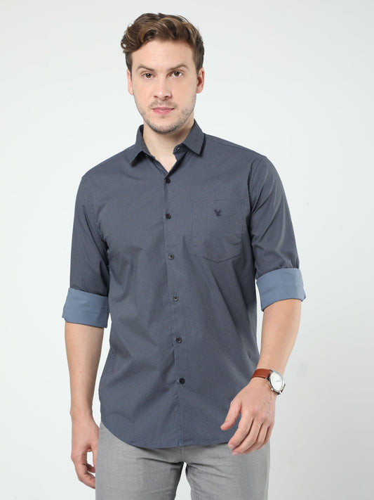 Dark Grey Printed Full Sleeves Shirt