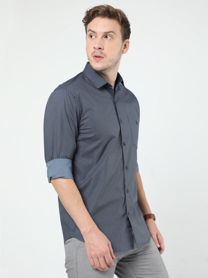 Dark Grey Printed Full Sleeves Shirt