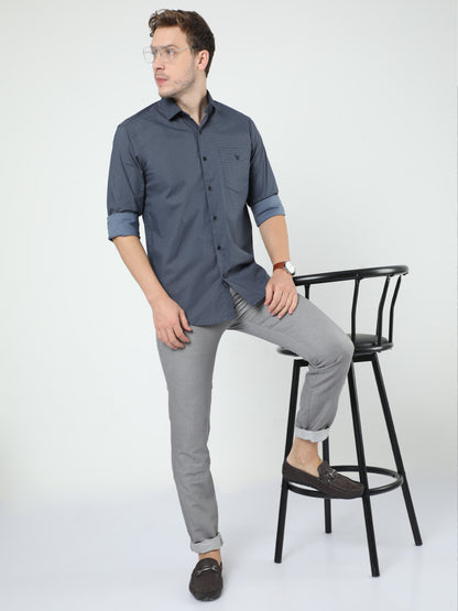 Dark Grey Printed Full Sleeves Shirt