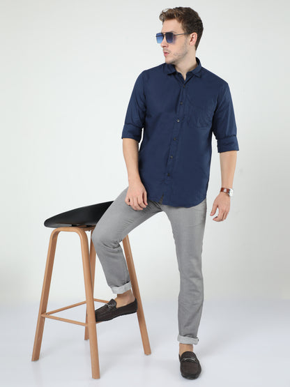 Navy Plan Full Sleeve Shirt
