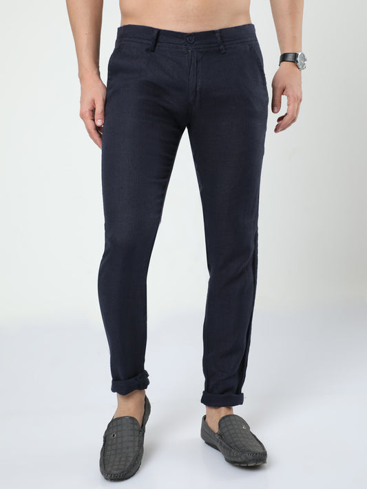 Navy Linen Trouser