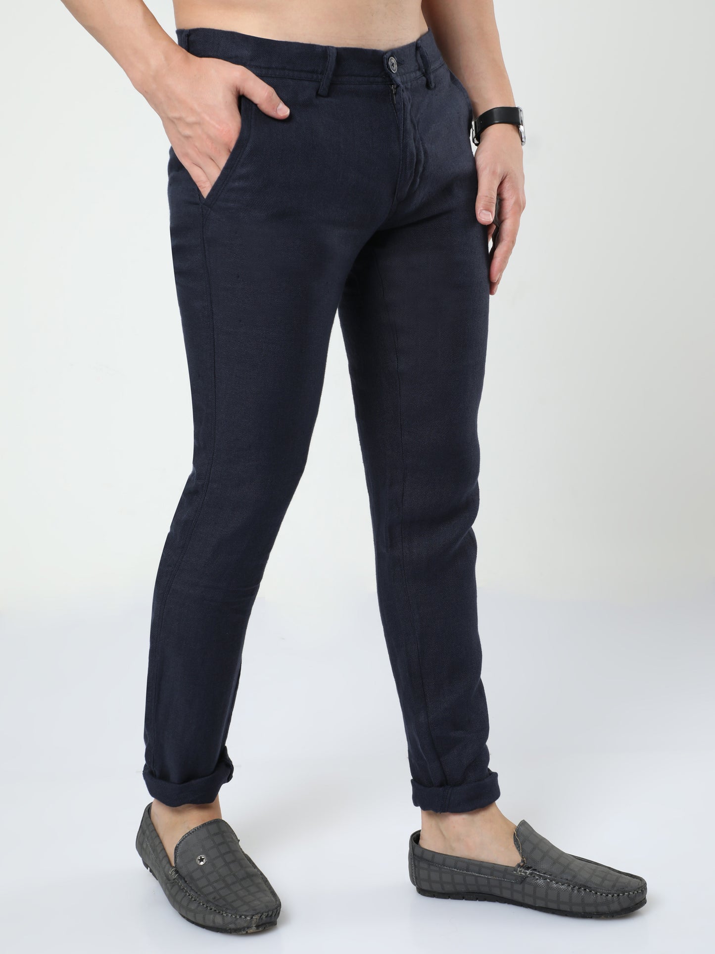 Navy Linen Trouser
