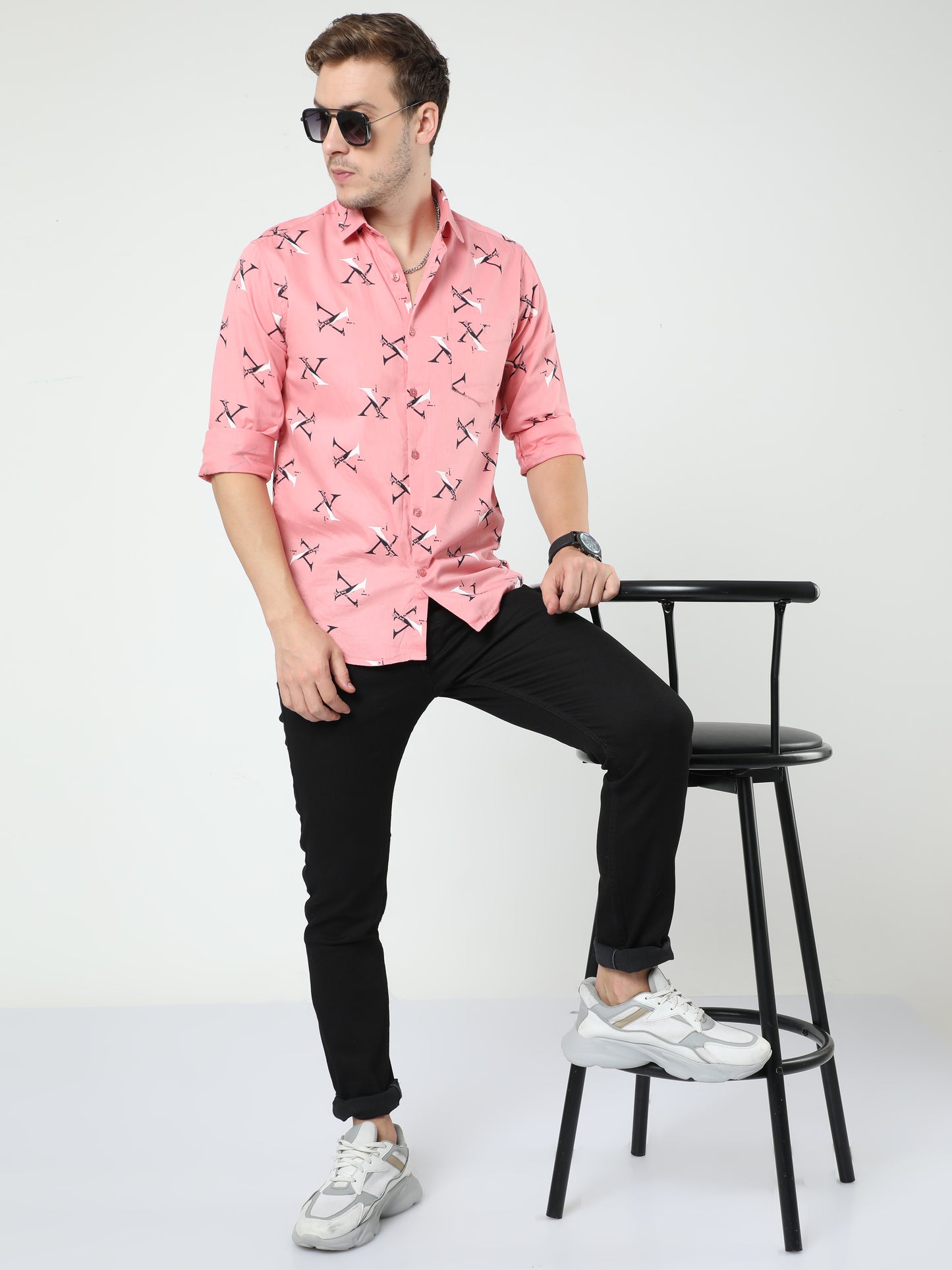 Pink Printed Twill Full Sleeves Shirt