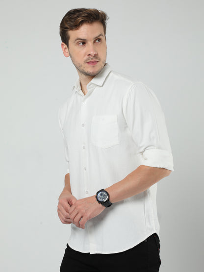 White Plan Oxford Full-sleeve Shirt