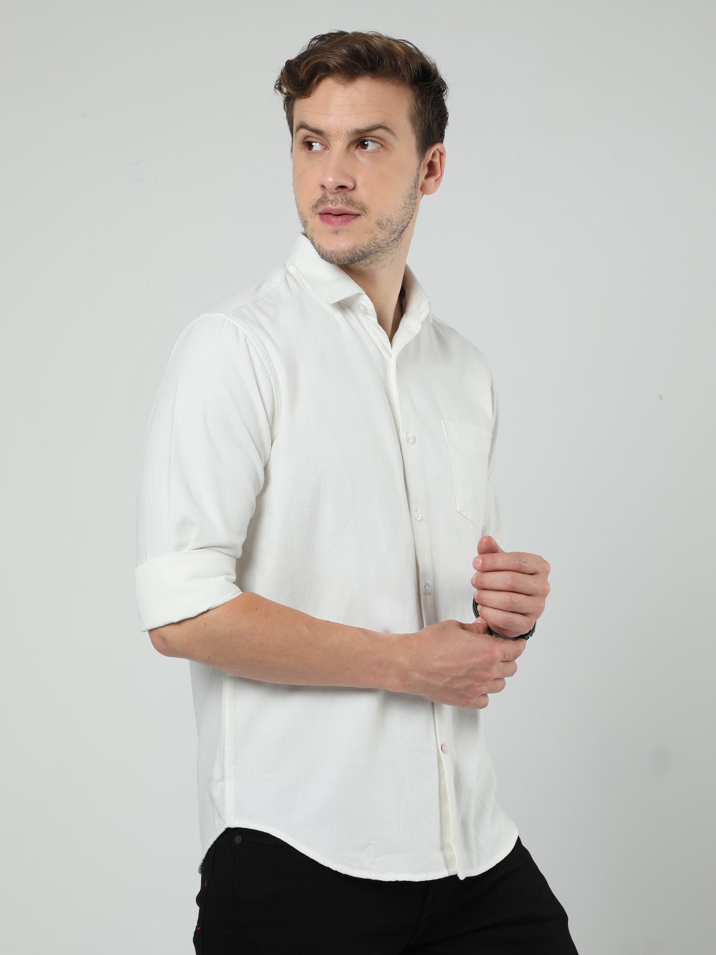 White Plan Oxford Full-sleeve Shirt
