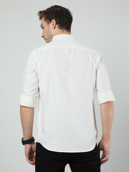 White Plan Oxford Full-sleeve Shirt