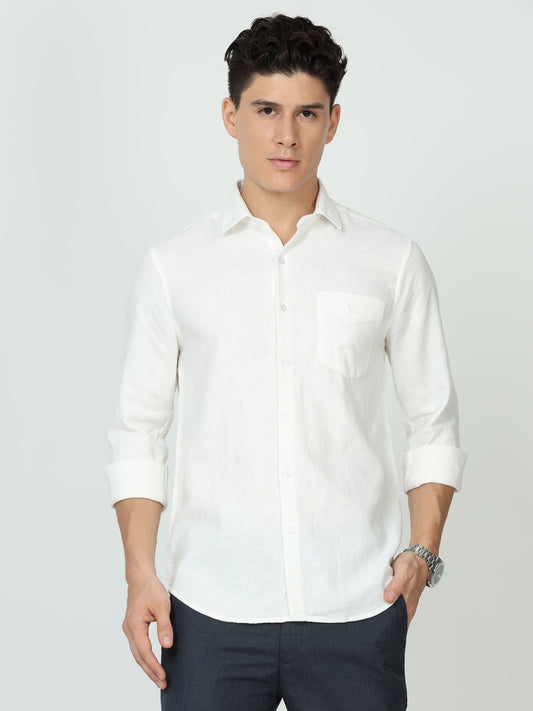 Mens White Linen Shirt