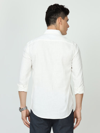 Mens White Linen Shirt