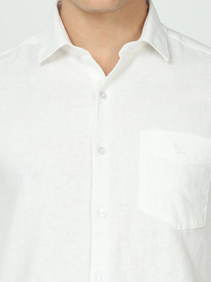 Mens White Linen Shirt