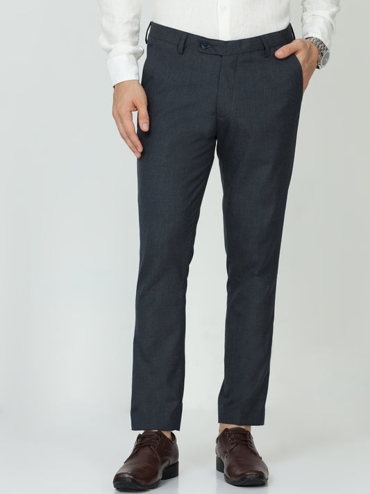 Solid Blue Mens Formal Trouser