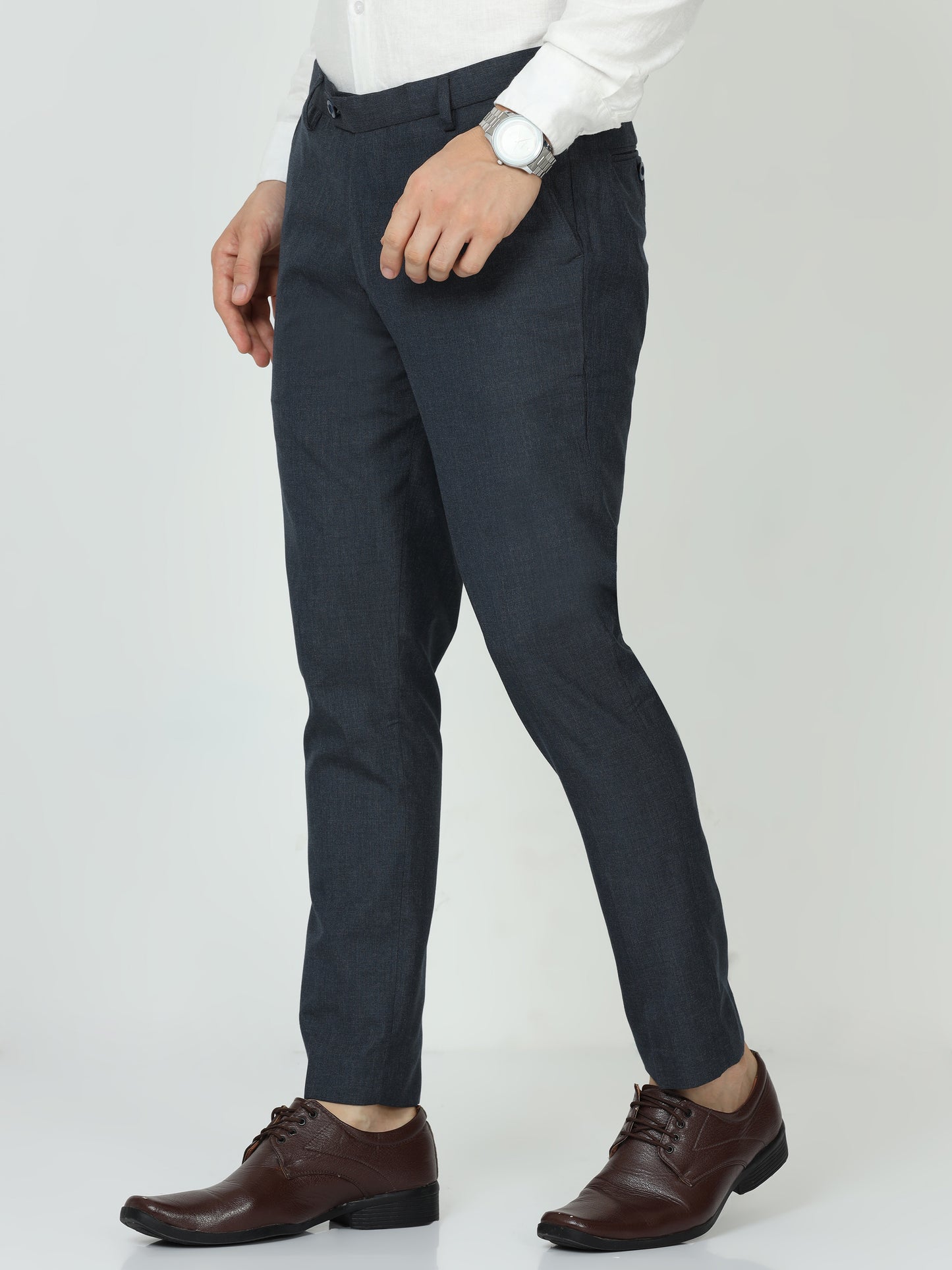 Solid Blue Mens Formal Trouser