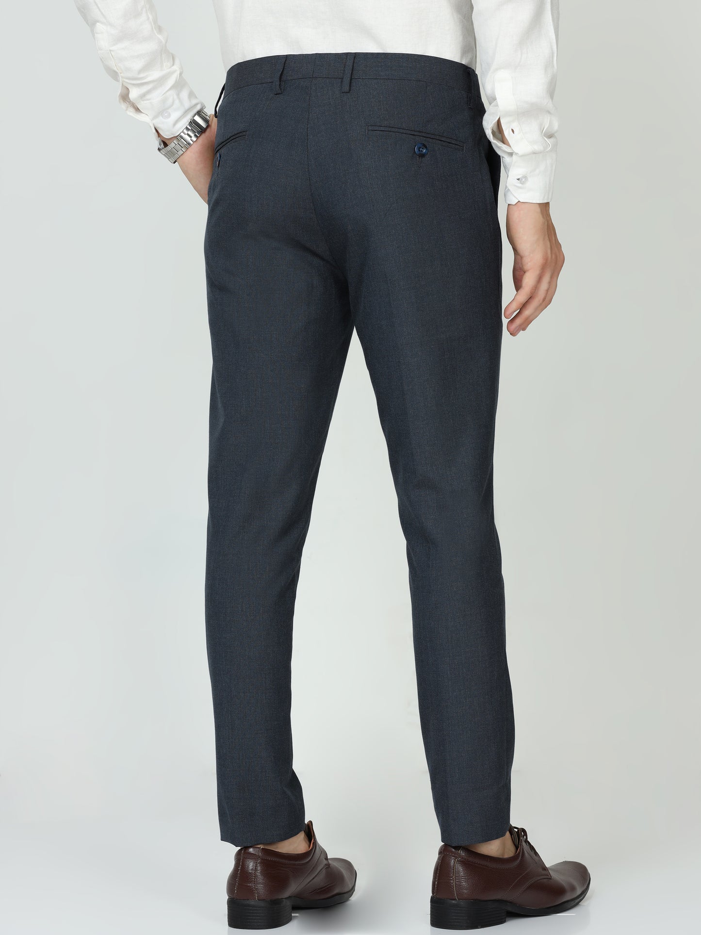 Solid Blue Mens Formal Trouser