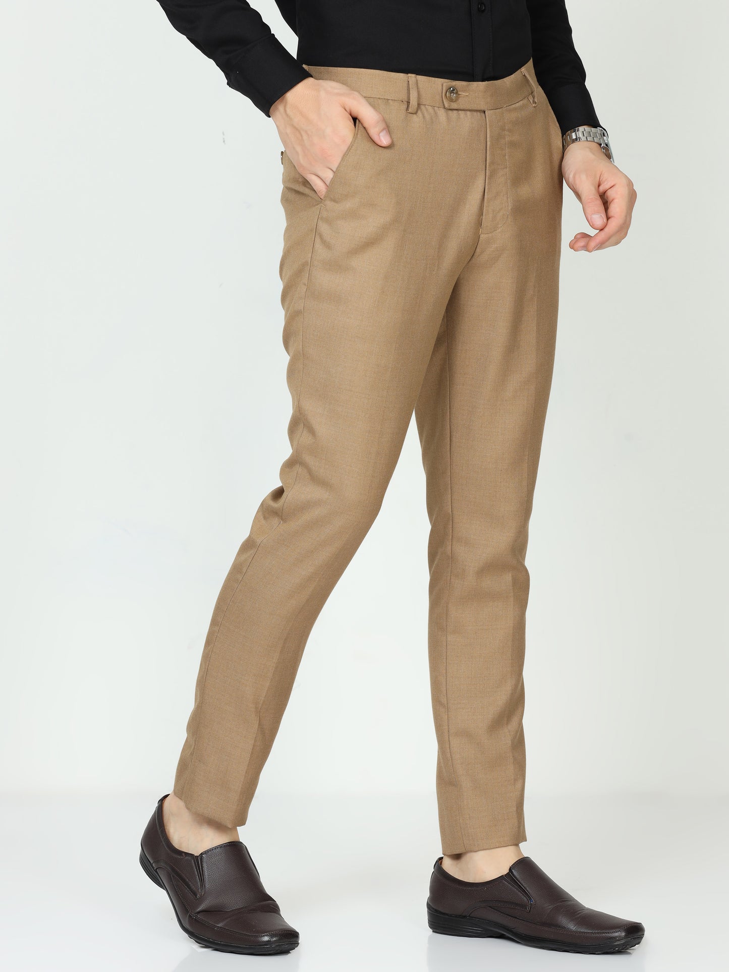 Dark Beige Mens Formal Trouser