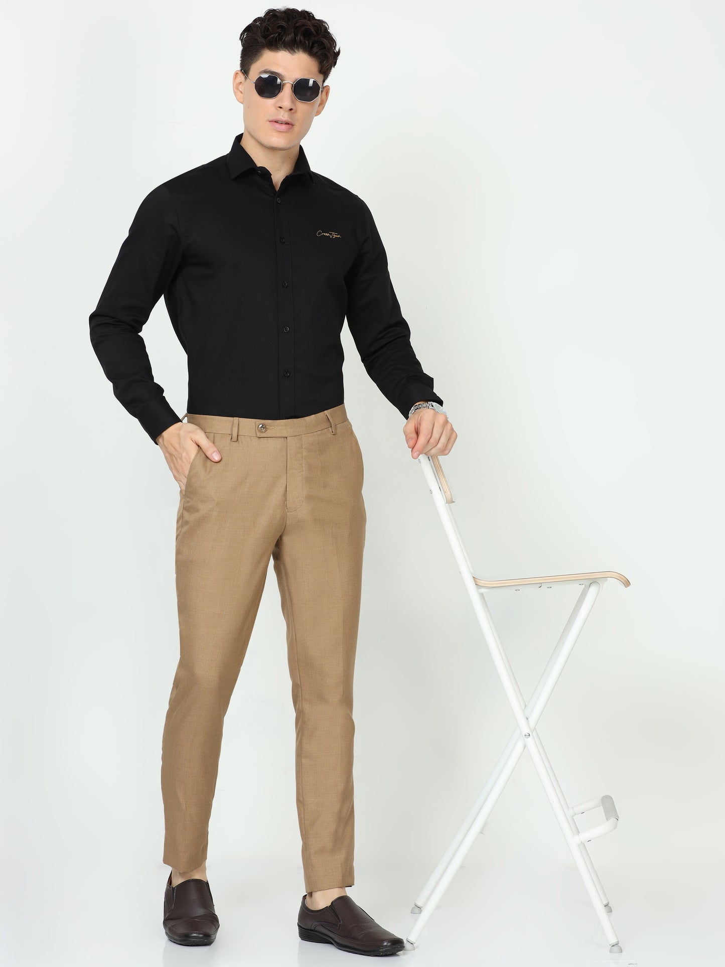 Dark Beige Mens Formal Trouser