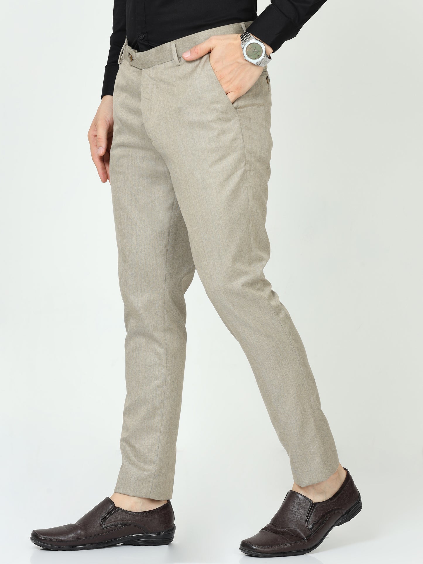 Beige Mens Formal Trouser