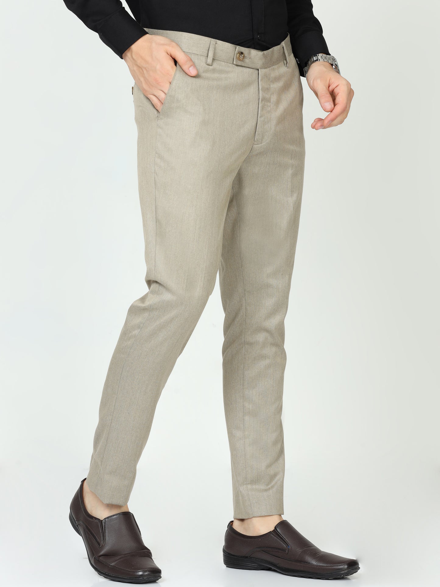 Beige Mens Formal Trouser