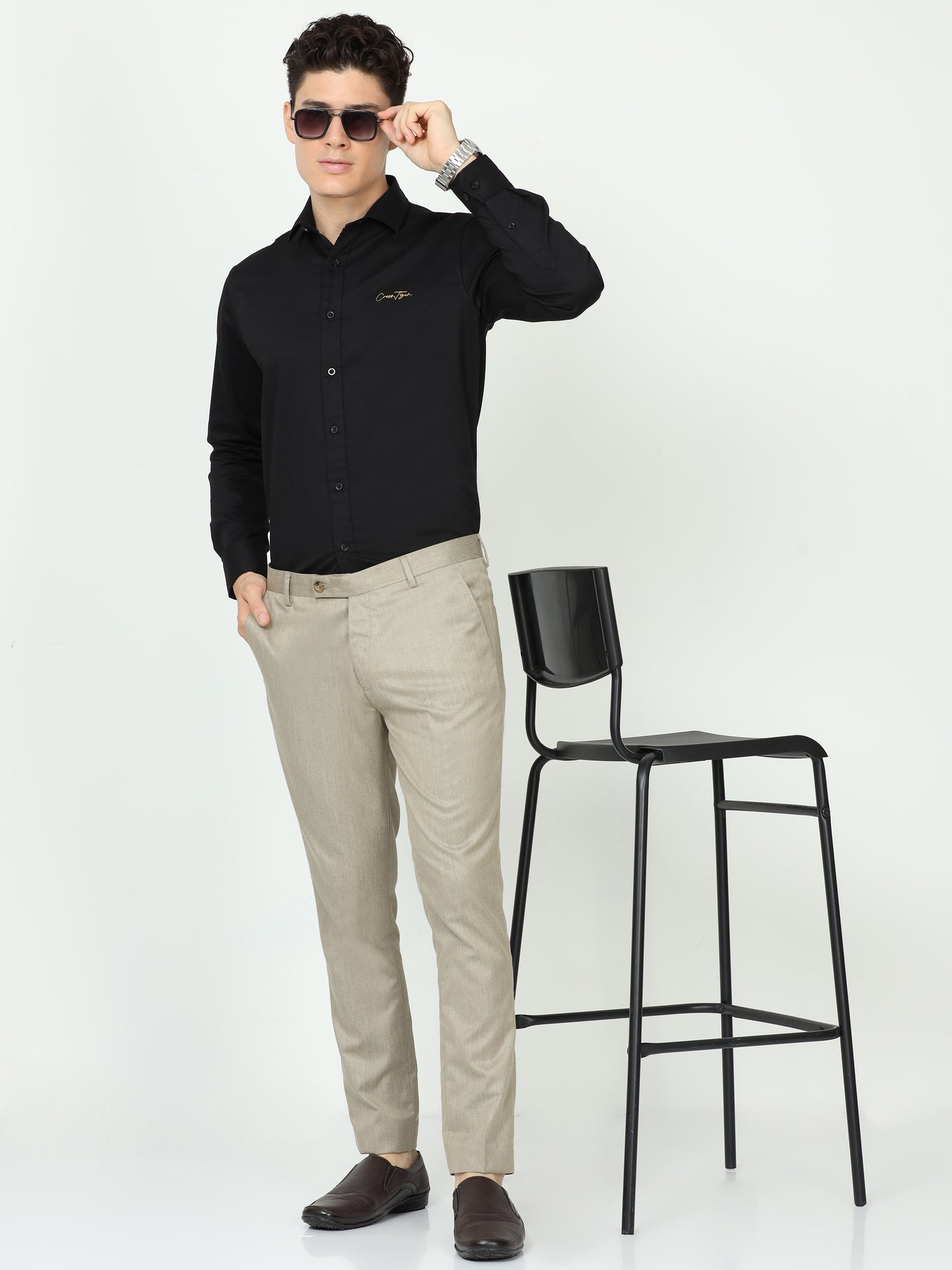 Beige Mens Formal Trouser