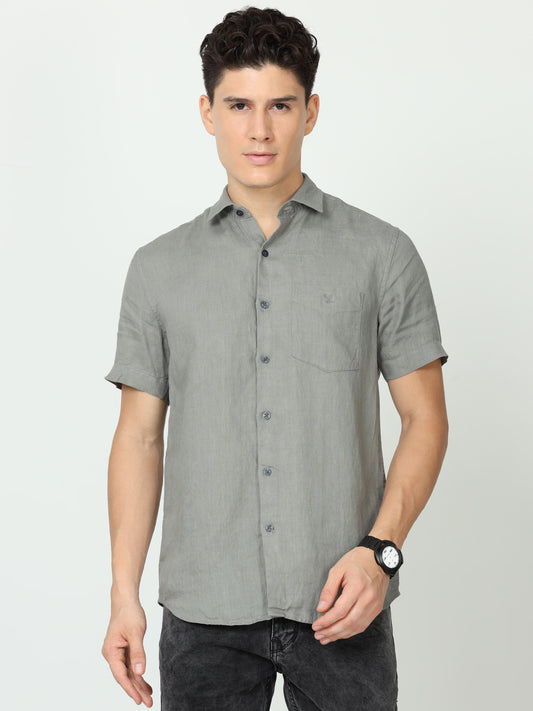 Light Grey Mens Linen Shirt