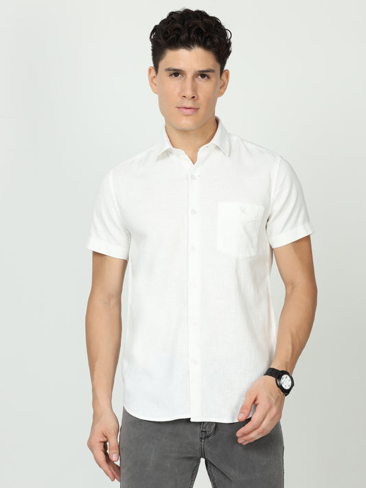 White Mens Linen Shirt