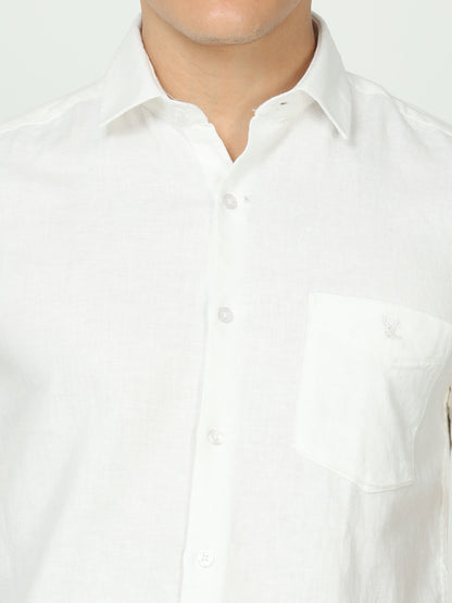 White Mens Linen Shirt