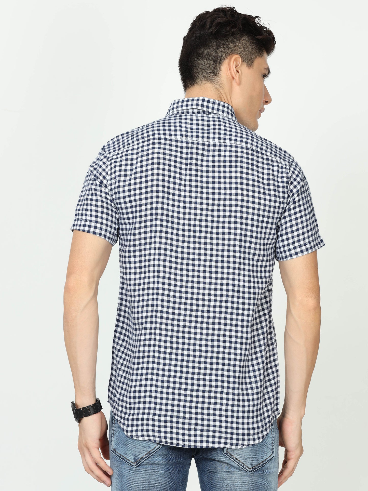 Navy Mens Check Shirt