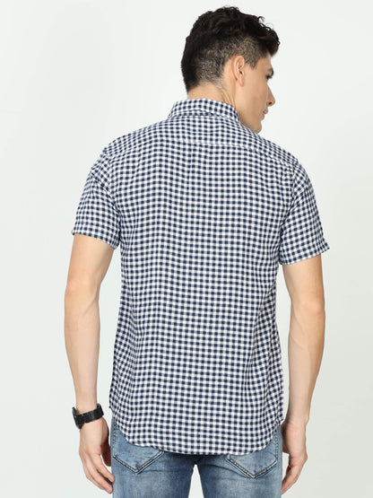 Navy Mens Check Shirt