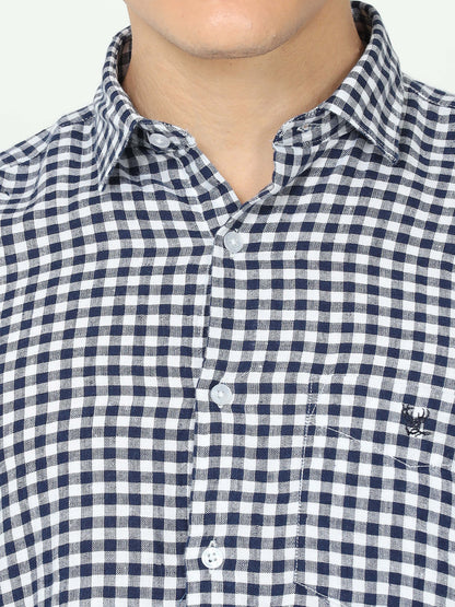 Navy Mens Check Shirt