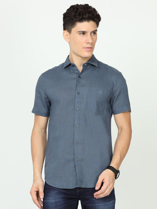 Dark Grey Mens Linen Shirt