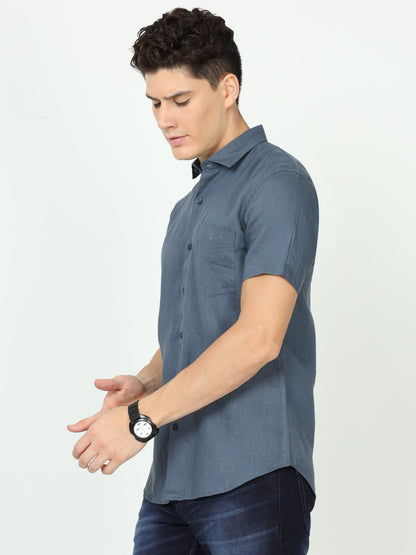 Dark Grey Mens Linen Shirt